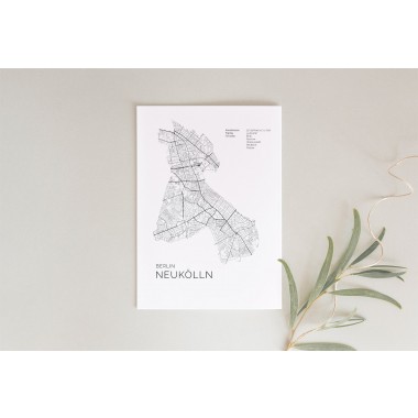 Karte BERLIN NEUKÖLLN als Print im skandinavischen Stil von Skanemarie +++ Geschenkidee zu Weihnachten