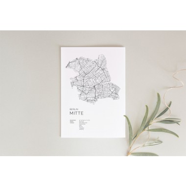 Karte BERLIN MITTE als Print von Skanemarie