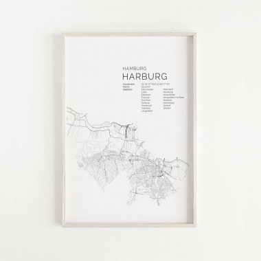 Hamburg Harburg Karte als hochwertiger Print - Posterdruck im skandinavischen Stil von Skanemarie