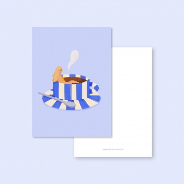 Kaffeetasse Blau / Postkarte A6 / Svea Hansohn Illustration