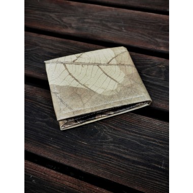 Portemonnaie aus laminierten Blättern in grün, 1-fach gefaltet - natur beige