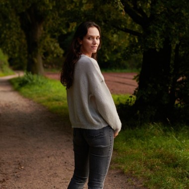 Mohair Pullover RIKKI mit Ajourmuster asphalt grey
