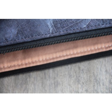 Laptop Hülle 15-16 Zoll aus echten Blättern, Vegane Laptoptasche Blattleder, Nachhaltiges Geschenk für MacBook, Handgemachtes Unikat - blau