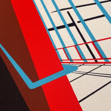 Print now - Riot later ● Abstract Architecture #05, Stoffsiebdruck auf Leinwand