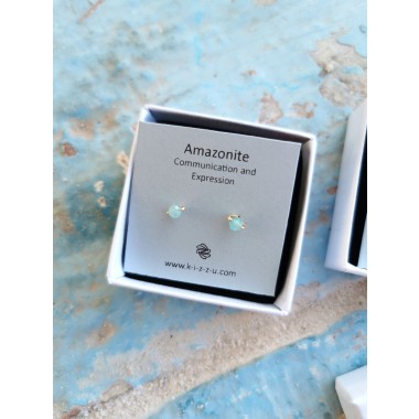 Zarte Amazonit-Ohrstecker • Sterling Silber / Gold Filled / Roségold • Minimalistisches Design, nachhaltig handgefertigt • Weihnachtsgeschenk mit Bedeutung