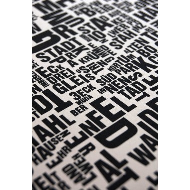 Buchstabenort Bochum Stadtteile-Poster Typografie