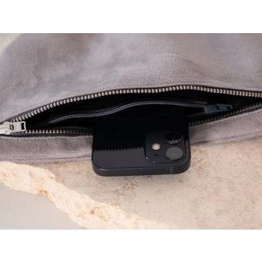 ZACAMO – Bauchtasche • Suede • grey •