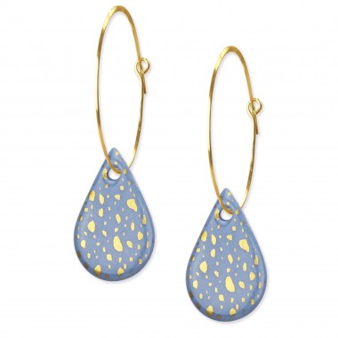lille mus Creole mit Porzellan-Anhänger TERRAZZO Gold Porzellanschmuck