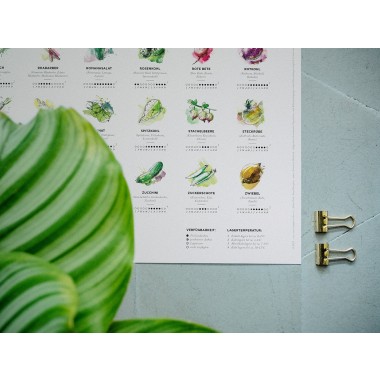 Saisonkalender Obst & Gemüse, Poster/Plakat in Farbe von Kupferstecher.Art