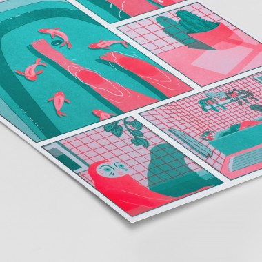 The Naughty District - Riso Print »Fisch-Wanne«, DINA3