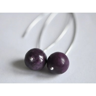 nahili OHRRINGE simply beautiful "berry" lila Naturstein an langen eleganten Haken Weißgold plattiert
