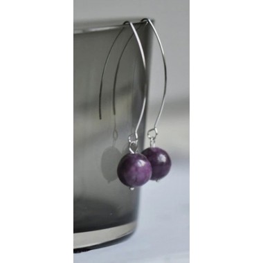 nahili OHRRINGE simply beautiful "berry" lila Naturstein an langen eleganten Haken Weißgold plattiert