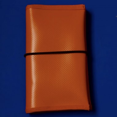 Tabaktasche / Portemonnaie – Upcycling aus LKW-Plane (Orange & Schwarz) - Pikto3000