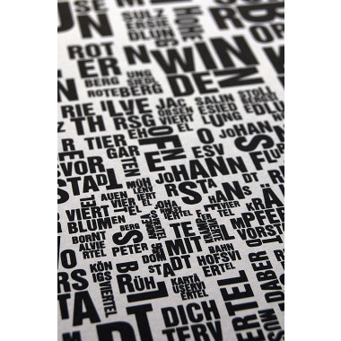 Buchstabenort Erfurt Stadtteile-Poster Typografie