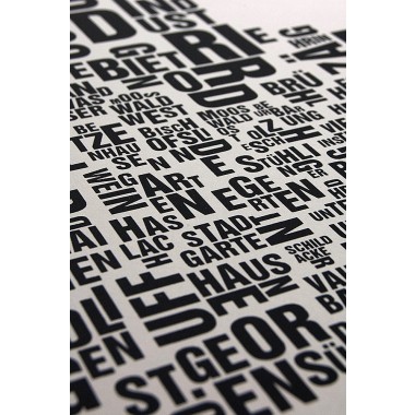 Buchstabenort Freiburg Stadtteile-Poster Typografie