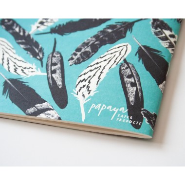 Notizheft A5 Federn blau // Papaya paper products