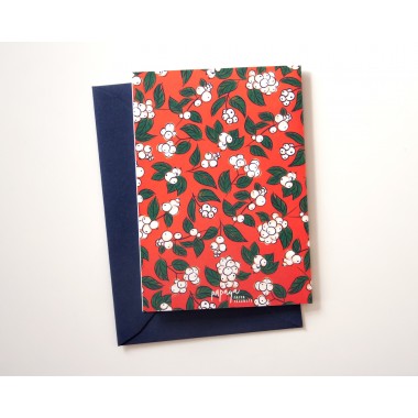 Weihnachtskarte »Fröhliche Weihnachten« mit Schneebeeren-Muster // Papaya paper products