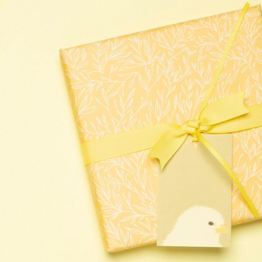 Gelbes Geschenkpapier "Pflanzen" - 5 Bogen