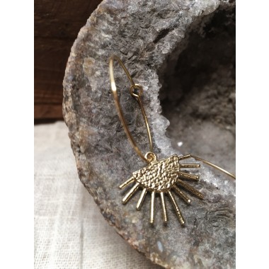 Sonnen Creolen Messing // Ohrringe Gold, Silber, Designschmuck, moderne Form, antik // ShellyCreates