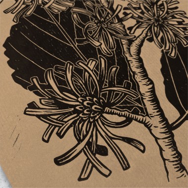 Juliana Fischer - Hamamelis - Linoldruck - Kraftpapier - DIN A3