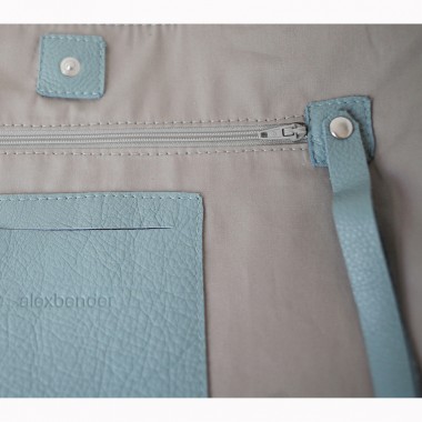 alexbender Multifunktionale Tasche echt Leder Taubenblau
