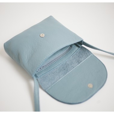 Partytasche echt Leder Taubenblau
