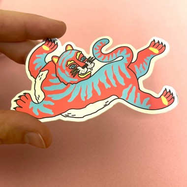The Naughty District - Sticker »Bunter Tiger« mit Spiegeleffekt
