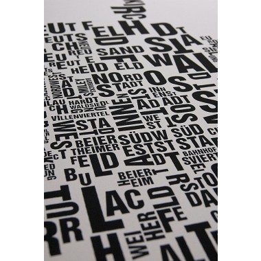 Buchstabenorte Poster KARLSRUHE Stadtteile Typographie