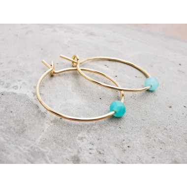 OCEAN LOVERS, Creole mit hellblauem Amazonit - in Sterling Silber und (Rosé) Gold Filled