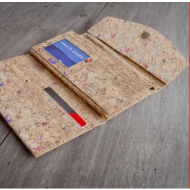 Kork Portemonnaie / Brieftasche mit Farb-Akzenten
