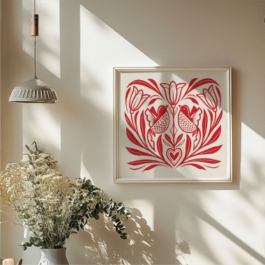 Juliana Fischer - Lovebirds - Linoldruck - 29,5 x 29,5 cm