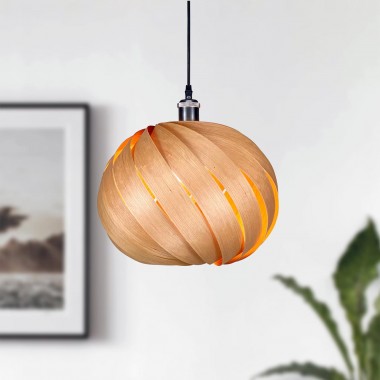 Gofurnit Hängeleuchte 'Mela' aus Kirschbaum Holz. Handgefertigt in Köln.