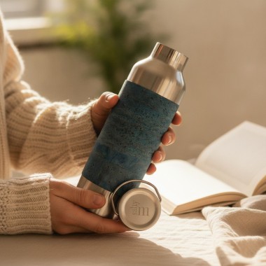 Edelstahl-Trinkflasche 750 ml mit Korksleeve