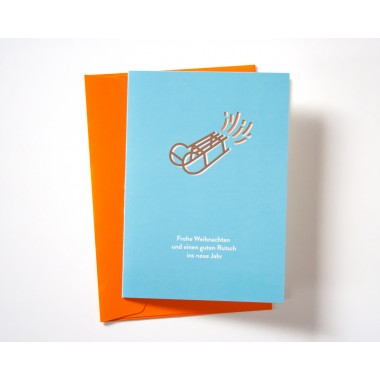 Süße Weihnachtskarte mit Schlitten // Papaya paper products