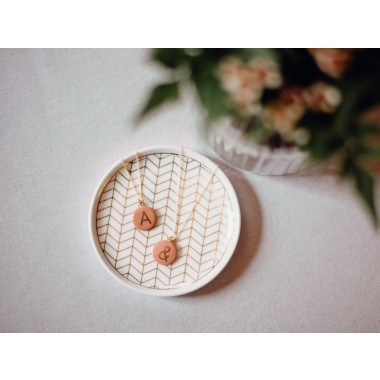 lille mus Schmuck-Tellerchen mit geometrischem Muster Weiß/Gold