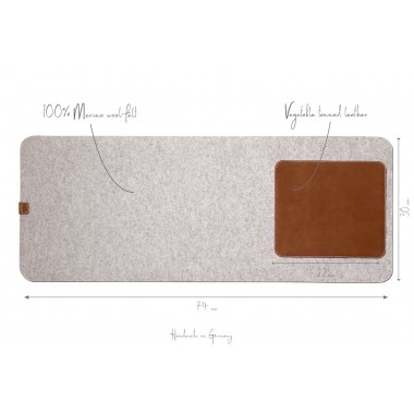 Schreibtischunterlage, Tastaturunterlage "MOIRA" aus Wollfilz und Leder