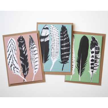 3er Set Grußkarten Federn // Papaya paper products