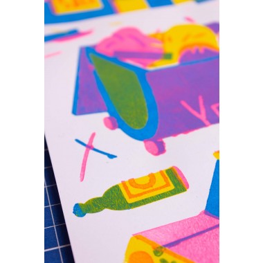 Martin Krusche - Stencildruck »Stadtleben« DINA3 (29,7x42cm)