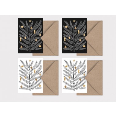 typealive / Weihnachtskarten 4er Set / Swedish Fir