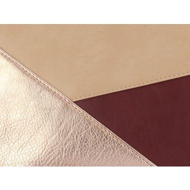 lille mus vegane Geo-Umhängetasche GESINA - Beige/Roségold/Bordeaux aus Kunstleder mit Umhängeriemen