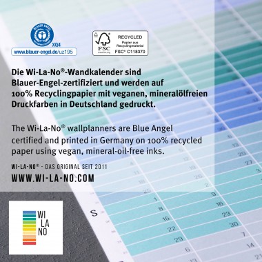 2027 Wandkalender „Pink-Rosé-Violett-Lila“ - Das Original von Wi-La-No | Jahresplaner | Limited Edition | 100% Recyclingpapier | beidseitig bedruckt