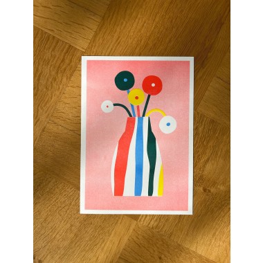 5 Flowers – A4 Riso Print – stefanizen