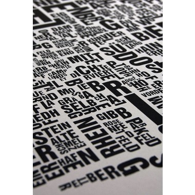 Buchstabenort Wiesbaden Stadtteile-Poster Typografie