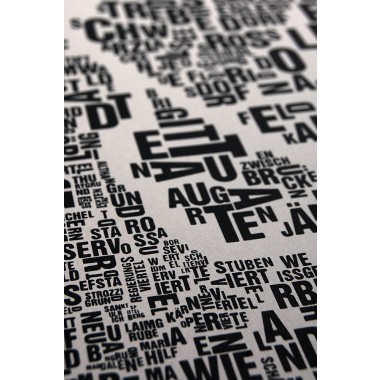 Buchstabenort Wien Stadtteile-Poster Typografie