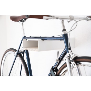 Design Fahrrad-Wandhalterung | PARAX® S-RACK | Weiß mit Birken Holz | für Rennrad Hardtail & Cityrad 