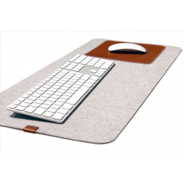 Schreibtischunterlage, Tastaturunterlage "MOIRA" aus Wollfilz und Leder