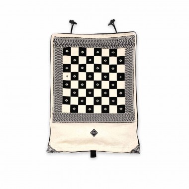 Chezz Matazz - portables Schachspiel aus festem Baumwoll Canvas zum Einrollen und Mitnehmen mit integrierter Tasche 