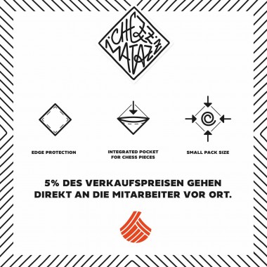 Chezz Matazz - portables Schachspiel aus festem Baumwoll Canvas zum Einrollen und Mitnehmen mit integrierter Tasche 