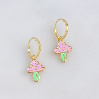 Mushroom Hoop Pair | Ohrringe aus Gold Vermeil | Paeoni Colors