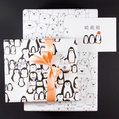 Bow & Hummingbird Geschenkpapier Pinguinparade